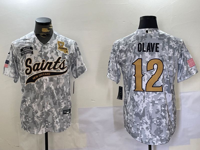 Men New Orleans Saints 12 Olave Nike Arctic Camo 2024 Salute to Service Limited NFL Jersey style 8